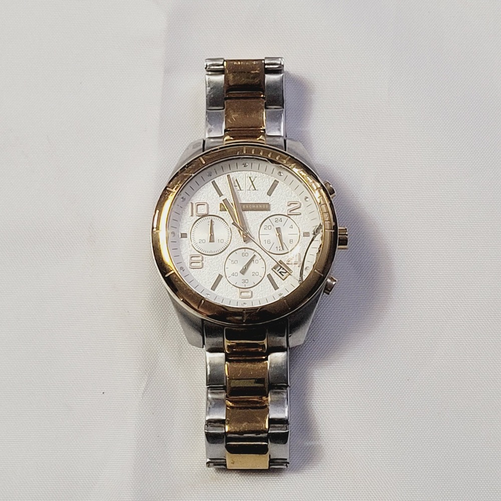 Armani Exchange Men's Chronograph Watch Two-Tone Silver Gold (Read Description)